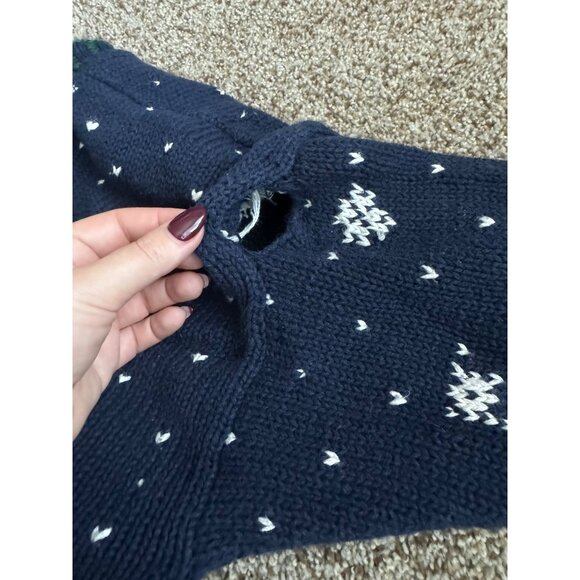 Vintage Marsh Landing Hand Knit Blue Christmas Winter Ski Sweater - Size Large - Picture 9 of 9